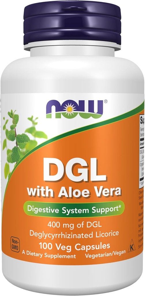 MAINTENANT Compléments alimentaires, DGL avec Aloe Vera (Licorisse Déglycyrrhizée) Complément alimentaire, 100 gélules