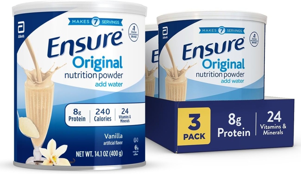 Assurez-vous que la poudre de nourriture originale de la vanille en poudre de protéines de vanille en poudre de petit repas Shake Mix 8g de protéines, 24 vitamines et minéraux