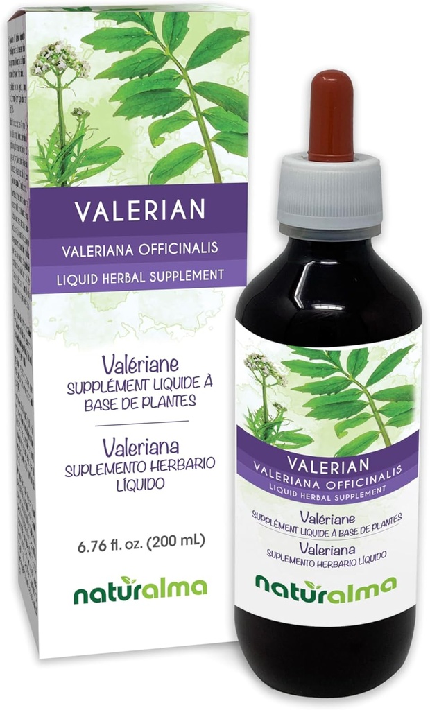 Naturalma Valerian (Valariana officinalis) Teinture sans alcool racine - 6,76 fl oz Extrait liquide dans les gouttes - supplément à base de plantes - végétalien