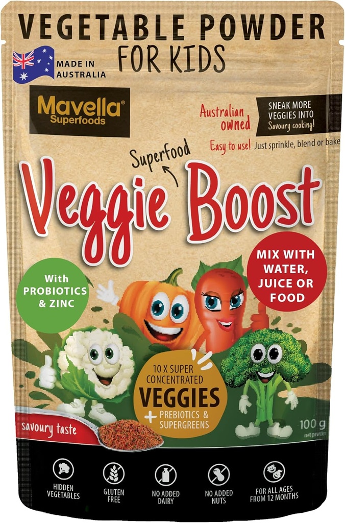 Poudre végétale pour enfants Veggie Boost Probiotiques fibres Super Greens Pois Protéines Supplément nutritif Saveuré 3,52oz (100g)