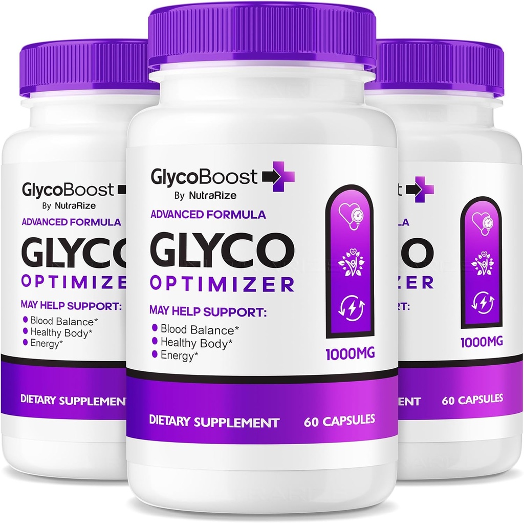 NutraRize (3 Pack) GlycoBoost - Formule officielle de soutien du sang Glyco Boost, Toutes les capsules naturelles pour des niveaux sains et stables, GlycoBoost Blood Vessel Cleaner, Glyco Boost Optimizer (180 Capsules)
