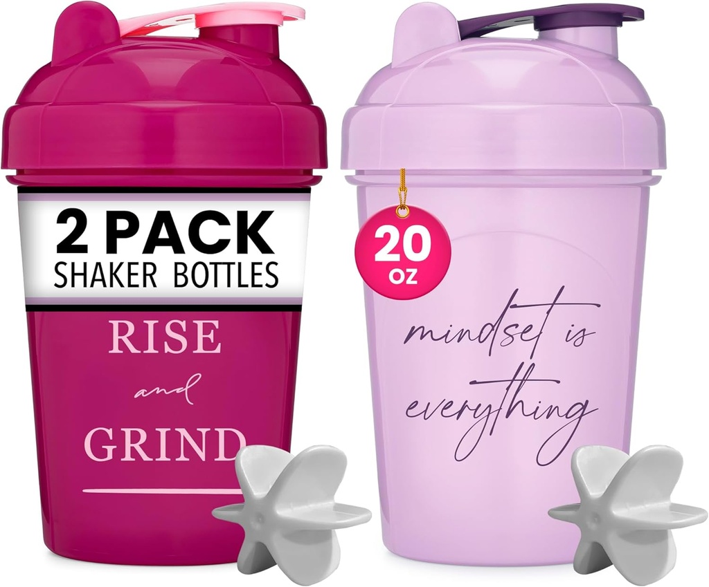 GOMOYO [2 Pack] Bouteille Shaker de 20 oz avec citations motivationnelles (framboise et lavande)