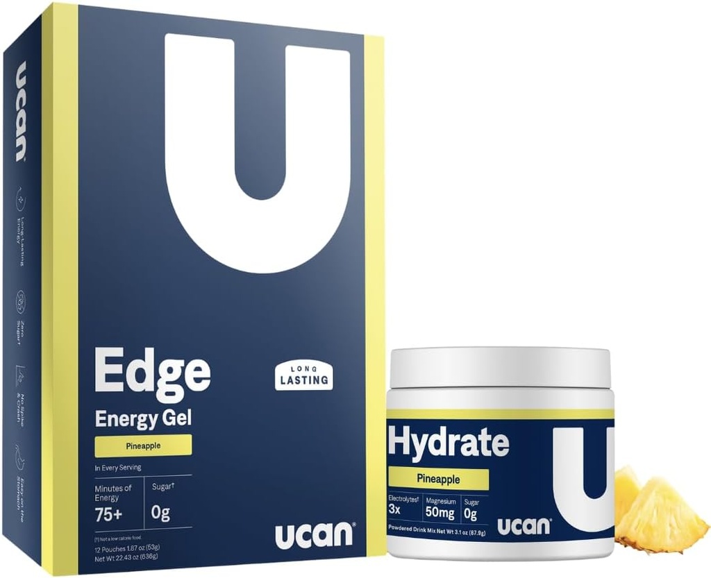 Gel & Hydrate d'énergie de bord d'ananas UCAN - Idéal pour la course, l'entraînement, la condition physique, le vélo, le Crossfit et plus encore