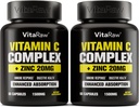 Vitamine C Supplément 2 Pack (120 Capsules de Veggie) - 1500mg avec Zinc 20mg - Complexe de soutien de la vitamine C Immune la plus élevée Absorption - Capsules de vitamine C et vitamines de zinc pour adultes, Vit C Immune Aide Vegan