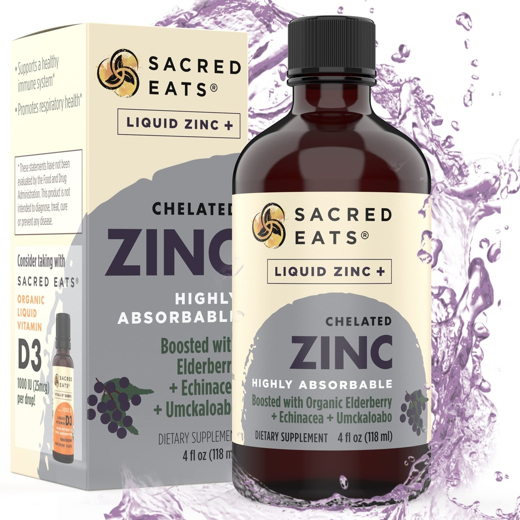Zinc liquide (chélate de glycin) avec sureau biologique et échinacée (haute en Quercetin)