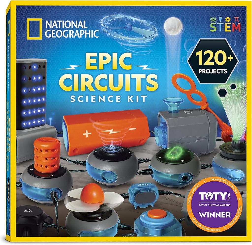 Kit National Geographic Circuit Maker - Kit électronique pour enfants avec 120 projets de circuits électriques, Jouet STEM Circuit électrique, Projets électroniques, Kit circuit électrique pour enfants, Kit électrique