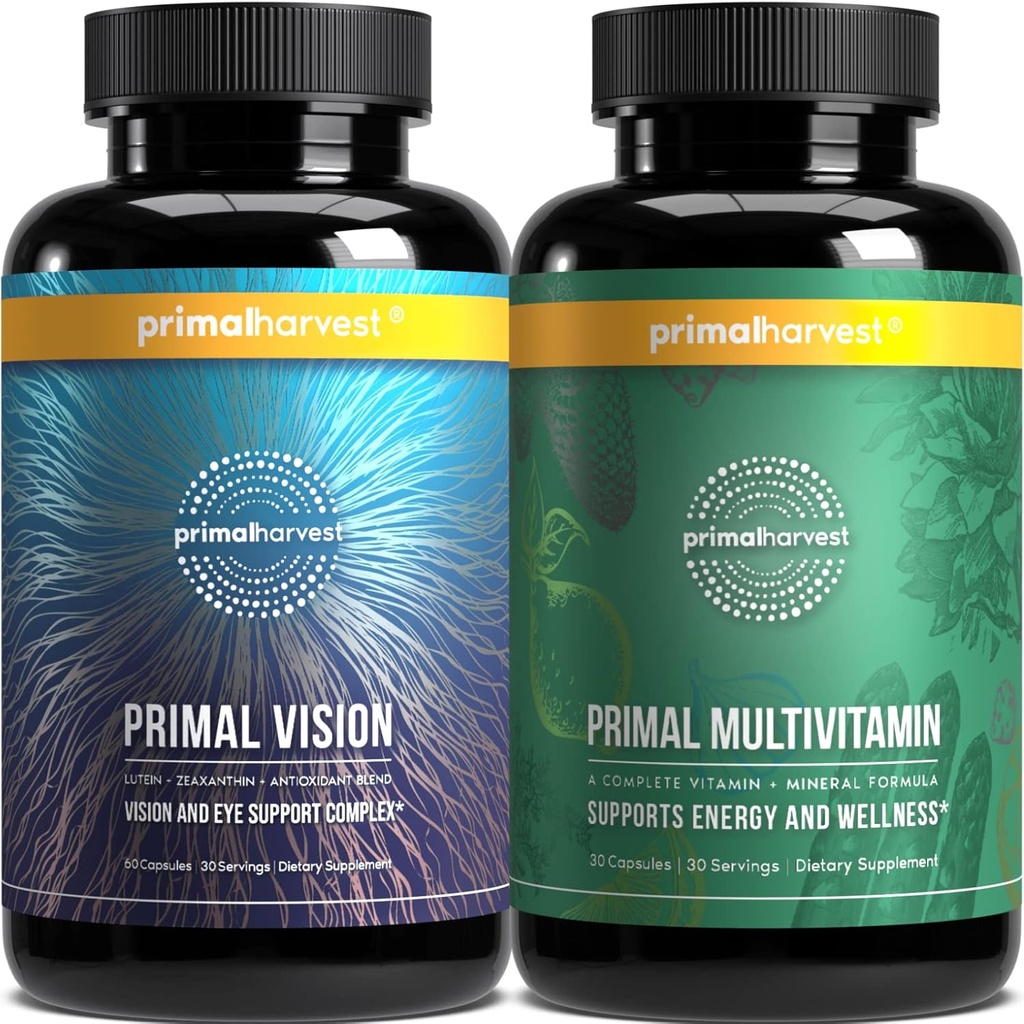 Primal Harvest Multivitamine & Primal Vision – Un soutien complet pour le bien-être quotidien et la santé oculaire avec des vitamines et des nutriments essentiels