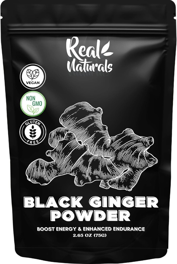 Poudre de gingembre noire (2.64 Oz) kaempferia parviflora par Real Naturals. Promouvoir l'énergie et l'endurance