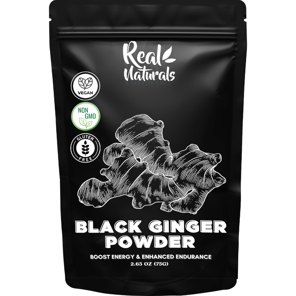 Poudre de gingembre noire (2.64 Oz) kaempferia parviflora par Real Naturals. Promouvoir l'énergie et l'endurance