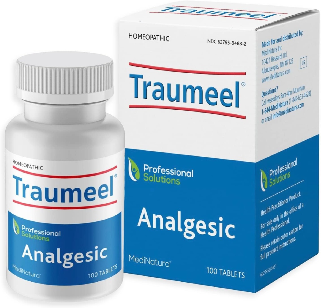 MediNatura Traumeel Arnica homéopathique + 13 ingrédients actifs pour les muscles, les articulations, le dos, l'arthrite, les blessures, l'exercice Douleurs et douleurs liées - Fabriqué en Allemagne - 100 comprimés