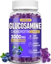 Glucosamine Chondroïtine Gummies 3000mg, Glucosamine avancée Chondroïtine Msm, Supplément de soutien interarmées, Support immunitaire antioxydant, Flexibilité osseuse et articulaire, Force et mobilité, Blueberry Flavor