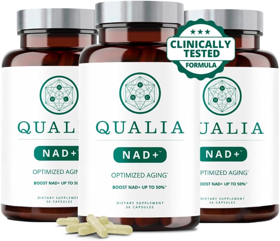 Qualia NAD Supplement — Clinically Proven to Boost NAD+ up to 67%. Optimized Aging, Energy, Focus. Elite NAD+ Booster Ingredients: Nicotinamide Riboside (NIAGEN,) Niacin, Niacinamide (3 Month Supply)