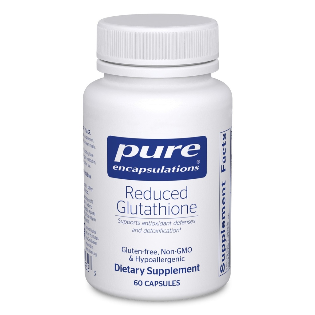 Encapsulations pures Réduction du glutathion. Supplément antioxydant hypoallergénique pour soutenir la santé du foie et des cellules.