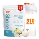 310 Nutrition All-in-One repas de rechange Shake Powder w/Shaker Cup Starter Kit - High Protein Fibre Rich Vegan Superfood Blend - sans sucre, Keto & Paleo Friendly, Low Carb - Vanilla Creme 28 srv