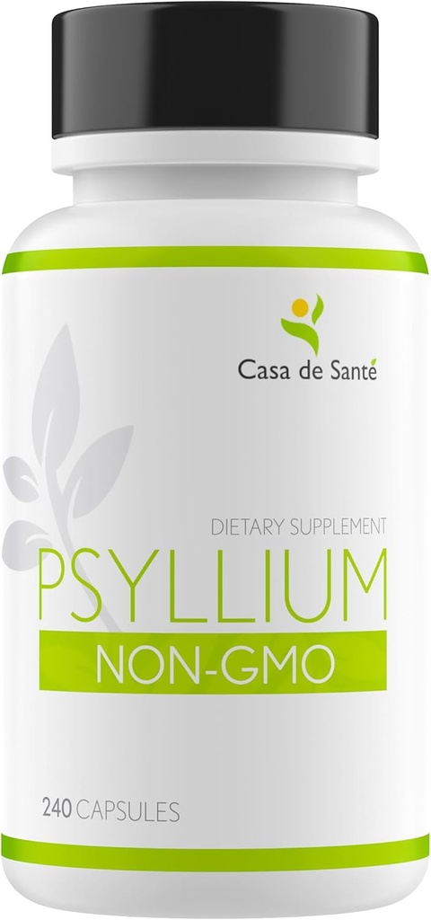 Casa de Sante Psyllium Caps, non OGM, faible supplément de fibre FODMAP