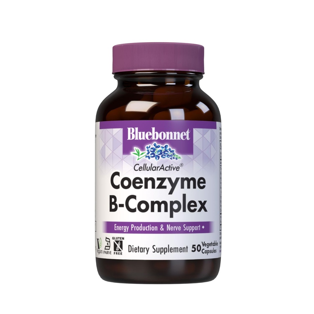 Bluebonnet Nutrition Cellulaire Active Coenzyme B-Complexe, Production d'énergie et support nerveux*, Vegan, Certifié Casher, Sans gluten, Sans soja, Sans lait, 50 Capsules végétales, 50 portions