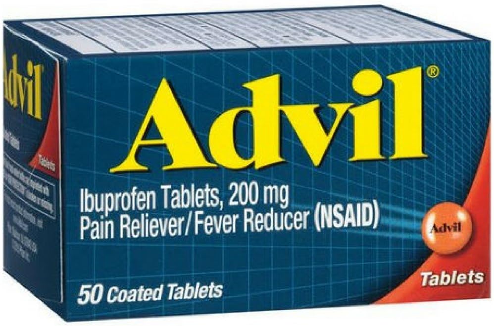 Réducteur de douleur advil/réducteur de fièvre, 200 mg, 50 comprimés enrobés.