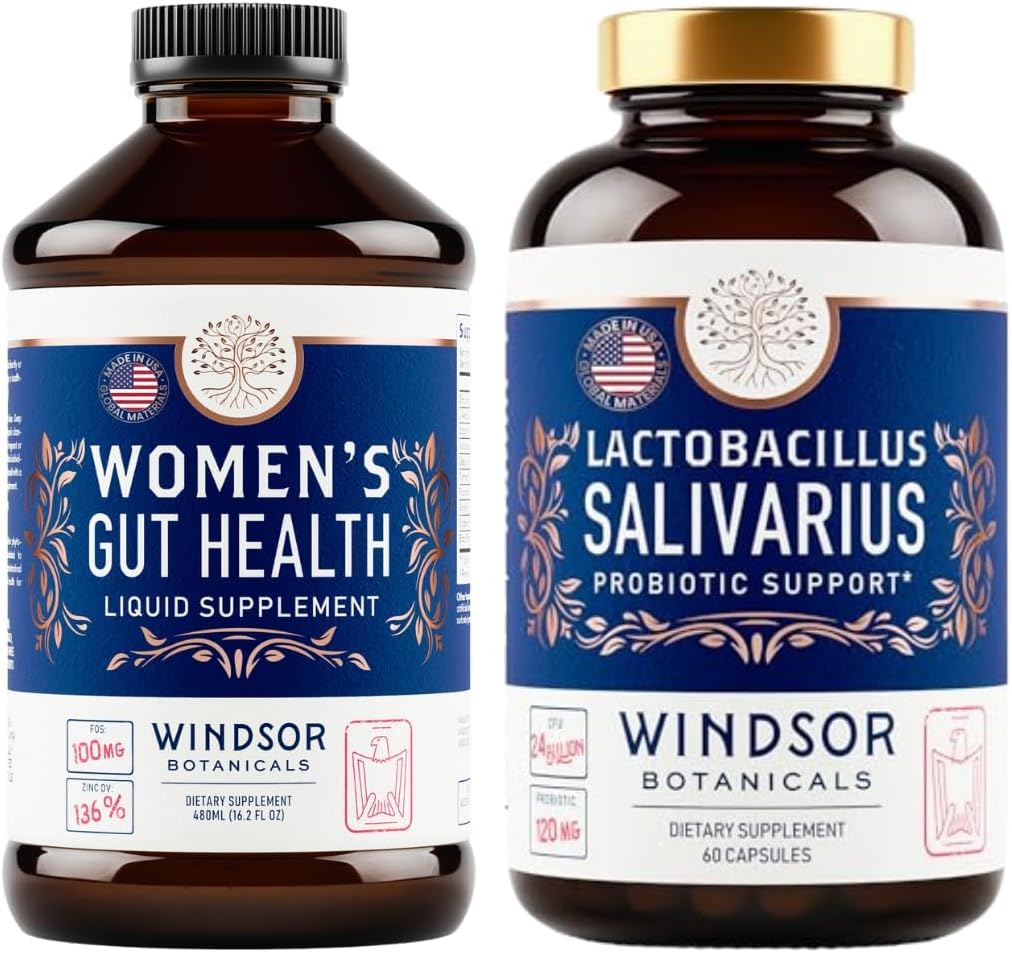 BOTANIQUES DE WINDSOR Lactobacillus Salivarius Probiotic et IBS Gut Suppléments de santé - Bundle de soutien buccodentaire