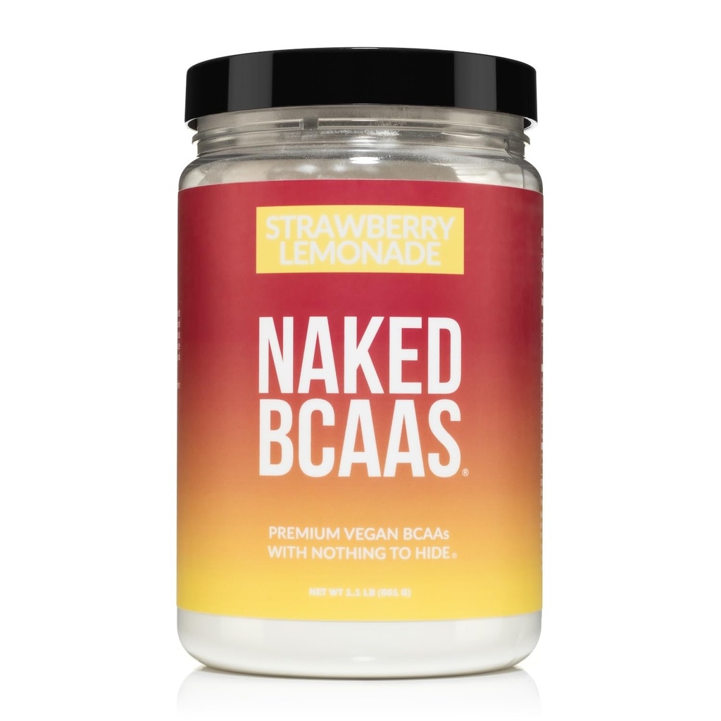 NAKED Strawberry Lemonade BCAAs Amino Acides Poudre, 100% Pure 2:1:1 Formule, Vegan Branched Chain Amino Acides, Instantized All Natural BCAA Poudre Supplément - 501 Grams, 34 portions