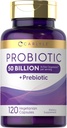 Carlyle Probiotiques avec des prébiotiques (120 capsules) 50 milliards d'organismes actifs (50 milliards) Sans OGM et sans gluten