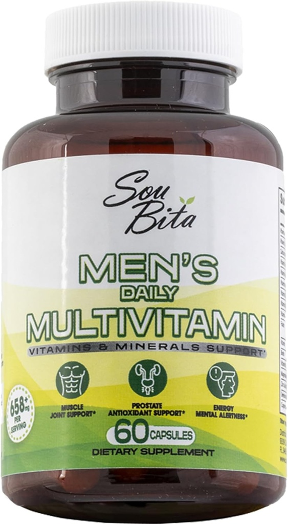 Vitamines pour les hommes – Multivitamines quotidiennes pour les hommes Soutien pour l'énergie, l'immunité, la concentration et la performance. Vitamines pour hommes A, B12, C, D, E, zinc, calcium et magnésium. Capsules de légumes multivitamines pour hommes.