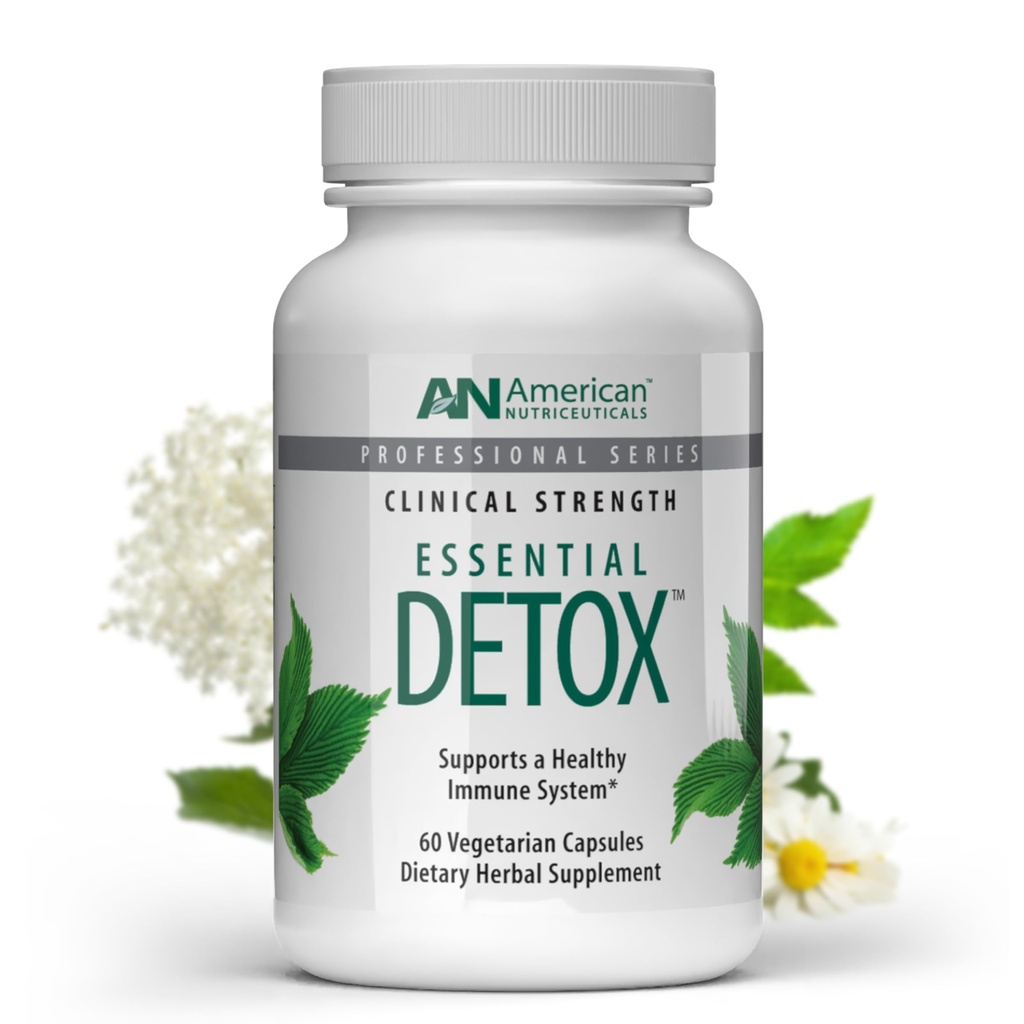 American Nutriceutics – Essential Detox – 60 capsules végétariennes – Detox corps entier formulé professionnellement – Nettoyez naturellement, purifiez et renouvelez – Detox très efficace