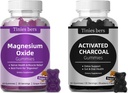 Gommies de charbon activés 400mg, Gommies d'oxyde de magnésium 500mg sans sucre pour les adultes et les enfants, plus rapide à nettoyer, detox, gaz de soulagement, Gum et santé bucco-dentaire, meilleur formulaire Mg pour « Digestion »