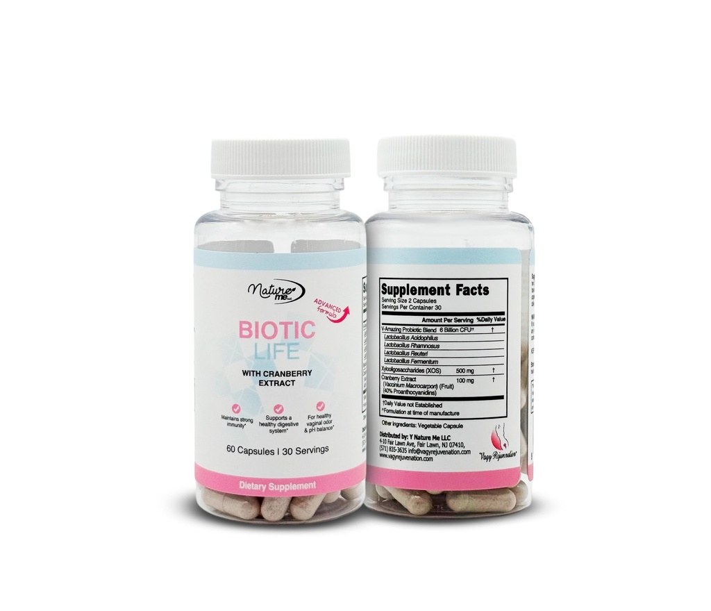 Probiotique de la vie biologique pour les femmes – Probiotiques pour la santé vaginale, digestive et urinaire – Supplément avec prébiotiques et extrait de canneberge – 60 capsules