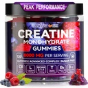 Créatine Monohydrate Gommies 6500mg par portion pour les hommes et les femmes - 120 Gummies X5 Strength Sugar Free Créatine à croquer pour le constructeur musculaire, la force musculaire, le supplément de pré-entraînement (Blueberry)