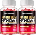 Glycinat de magnésium Gommies 1000mg - Supplément de potassium de magnésium sans sucre avec vitamine D, B6, CoQ10 pour l'humeur calme et le soutien du sommeil - 120 Gommies de fraise
