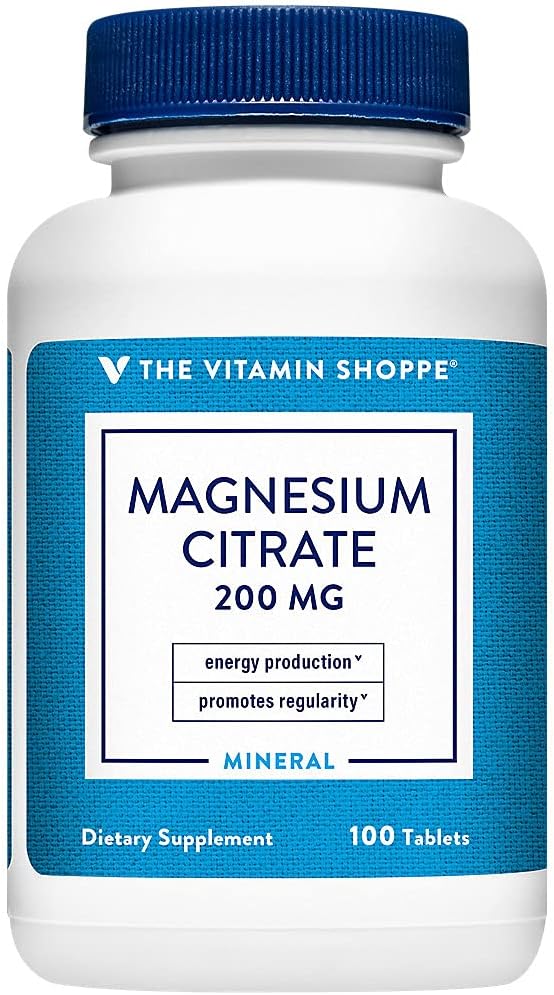 Citrate de magnésium 200mg Comprimés, supplément de magnésium comme citrate pour la relaxation musculaire – soutient la fonction nerveuse, cardiaque et musculaire – stimule la production d'énergie (100 comprimés) par le magasin de vitamines