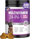 24-en-1 Vitamines et suppléments pour chiens 200 Ct Chiens Multivitamines Contient Chondroïtine Probiotiques Omega-3 Glucosamine pour chiens Coeur de peau Coeur articulaire Gut foie Cerveau Yeux Immune Support - Poulet