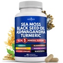 NOUVELLE AGE Sea Moss Black Seed Oil Ashwagandha Turmeric Bladderwrack Burdock - avec Manuka, miel Dandelion, vinaigre de cidre noir sans gluten