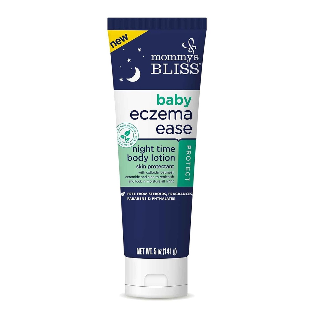Mommy's Bliss Eczema Ease Night Moisturizer w/Colloidal Oatmeal, Shea Butter & Olive Oil, Relieves Skin Irritations & Itching due to Eczema, Ceramide & Aloe, Free of Steroids & Phthalates, 5 oz
