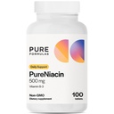 PureFormulas Niacine pure - Vitamine B3, 500 mg Libération immédiate Niacine 500mg - Acide nicotinique 100 comprimés - Vitamines non OGM B3 Supplément de niacine