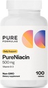 PureFormulas Niacine pure - Vitamine B3, 500 mg Libération immédiate Niacine 500mg - Acide nicotinique 100 comprimés - Vitamines non OGM B3 Supplément de niacine