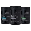 Sport Research Complexe de Sommeil Capsules Vegan sans mélatonine, Supplément L-Theanine double résistance pour Focus, Relaxation et Alerte et Softgels Ashwagandha pour Relaxation, Calme et Sommeil