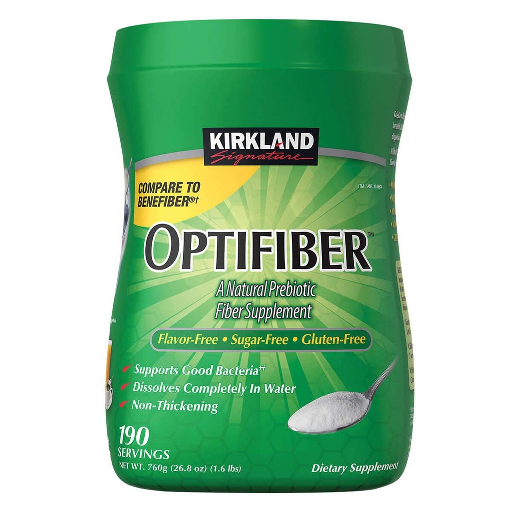 KIRKLAND Signature OPTIFIBER, poudre, sucre sans favoris Sans gluten sans épaississement, NET WT. 760g/26,8 oz (1,6 lbs) (190 portions)