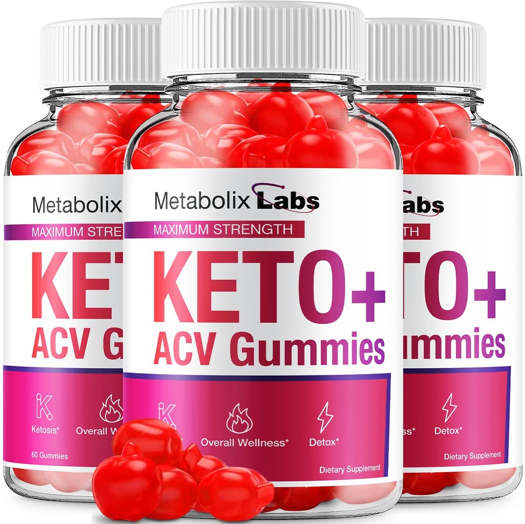(3 Pack) Metabolix Labs Keto ACV Gummies - Formule avancée Metabolix Keto Plus Gestion du poids ACV Gummies Apple Cider Vinegar Metabolix ACV Dietary Supplément Hommes Femmes (180 Gummies)