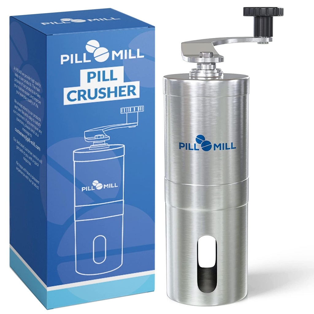 Broyeur à pilules - Broyeur à pilules multiples en poudre fine - Broyeur à pilules en métal - Pulvériseur à pilules adapté au voyage - Grand alimentation pour les tubes et les animaux de compagnie