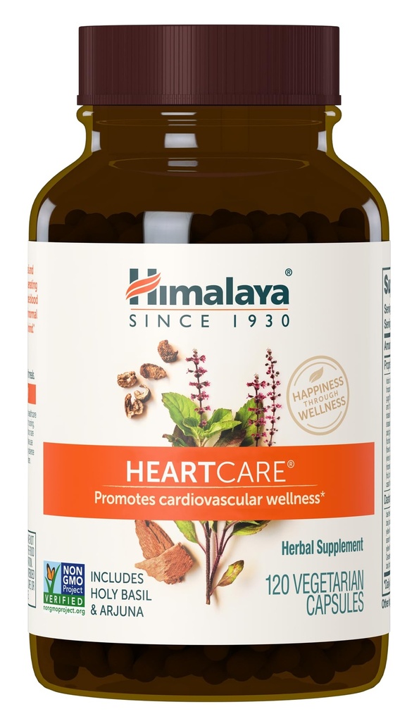 Himalaya HeartCare - Suppléments de santé cardiaque à base de plantes avec Ashwagandha et Amla - Vegan, non-OGM, sans gluten, 720 mg, 120 capsules