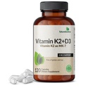 Futurebiotiques Vitamine K2 (MK7) avec supplément D3 - Formule non-OGM - 5000 UI Vitamine D3 & 90 mcg Vitamine K2 MK-7, 120 Capsules végétariennes