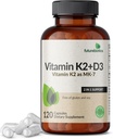 Futurebiotiques Vitamine K2 (MK7) avec supplément D3 - Formule non-OGM - 5000 UI Vitamine D3 & 90 mcg Vitamine K2 MK-7, 120 Capsules végétariennes