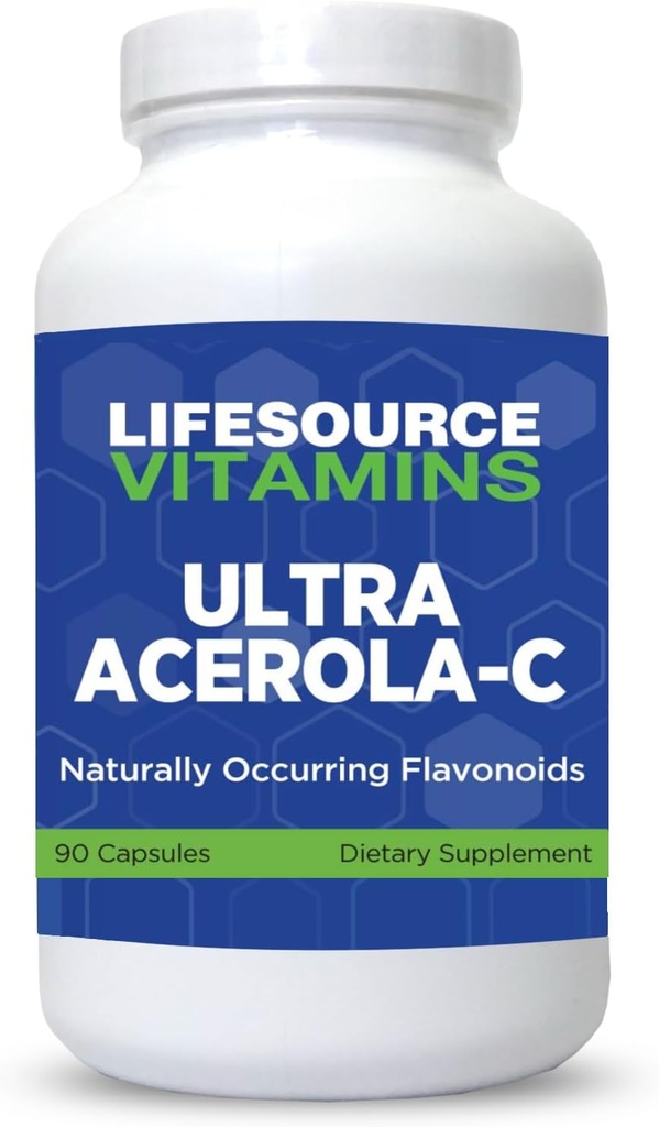 Vitamines LifeSource - Ultra Acerola-C - Acerola Berry Powder 1500 mg - 90 capsules - 500 mg de vitamine C par portion