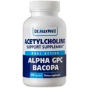 acétylcholine, alpha GPC Choline 600mg + Bacopa, mieux que chaque seul. Supplément acétylcholine plus fiable (supporte mémoire et apprentissage), 60 capsules
