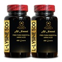 L-LYSINE 500 - L-Lysine 500mg, pour une fonction immunitaire saine, soutient la synthèse collagène, sans soja, sans gluten, sans OGM, supplément de lysine soutient des lèvres et des tissus oraux sains - 2 bouteilles 200 comtes