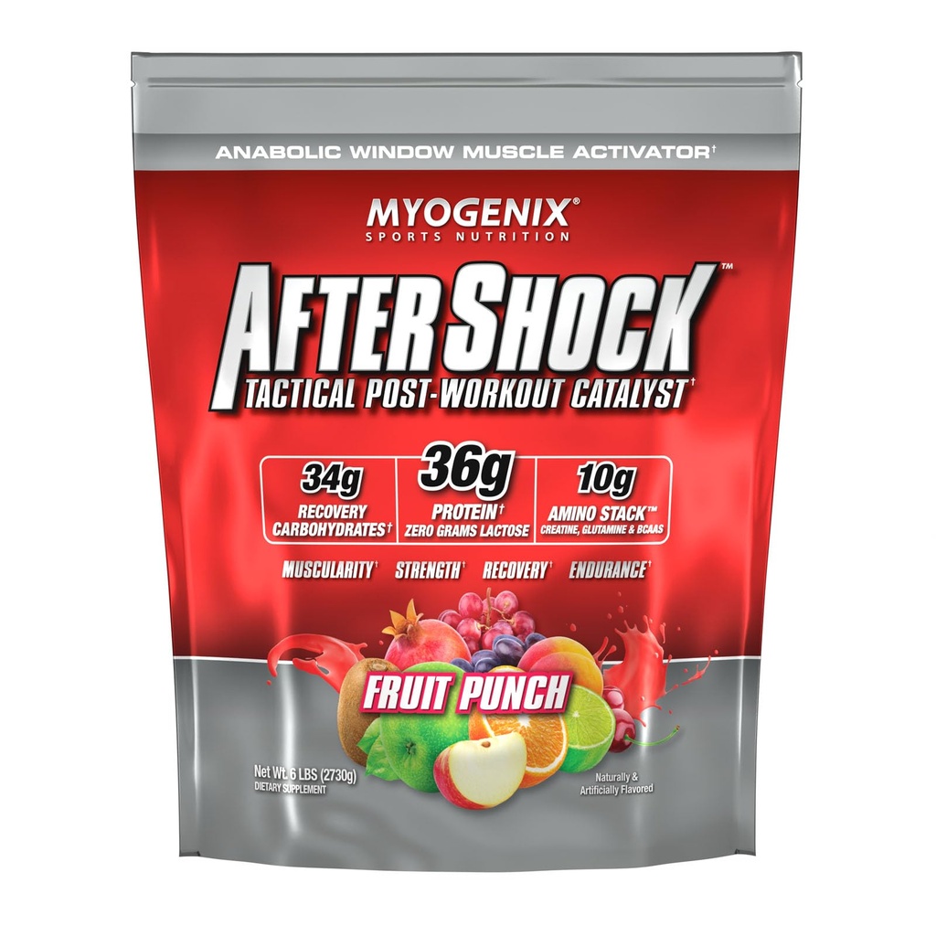 Myogenix Après l'entraînement — Croissance musculaire Poudre de protéines de lactosérum — Accélération de la croissance musculaire et de la récupération — Soutient la santé articulaire et réapprovisionne le glycogène — Punch aux fruits, 6 lbs