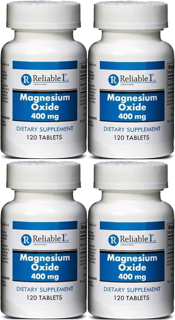 Oxyde de magnésium 400 mg Comprimés de complément alimentaire Générique MegOx 120 Comprimés par boîte de bouteille de 4