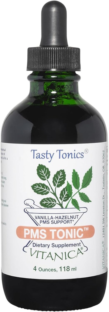 Vitanica PMS Tonic, Premenstrual Support and Relief, Saint Johns Wort, Dong Quai, Chaste Tree Berry, Wild Yam et plus, Vegan, 4 Ounce