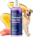Huile de saumon sauvage d'Alaska pour chiens et chats – supplément d'huile de poisson Omega 3 pour la peau, le manteau, les articulations et la santé cardiaque – naturel, source durable, 8 oz